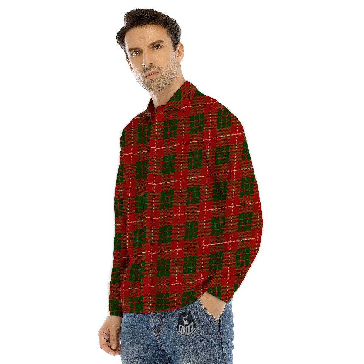 White Bandana And Black Red Print Men's Dress Shirts-grizzshop