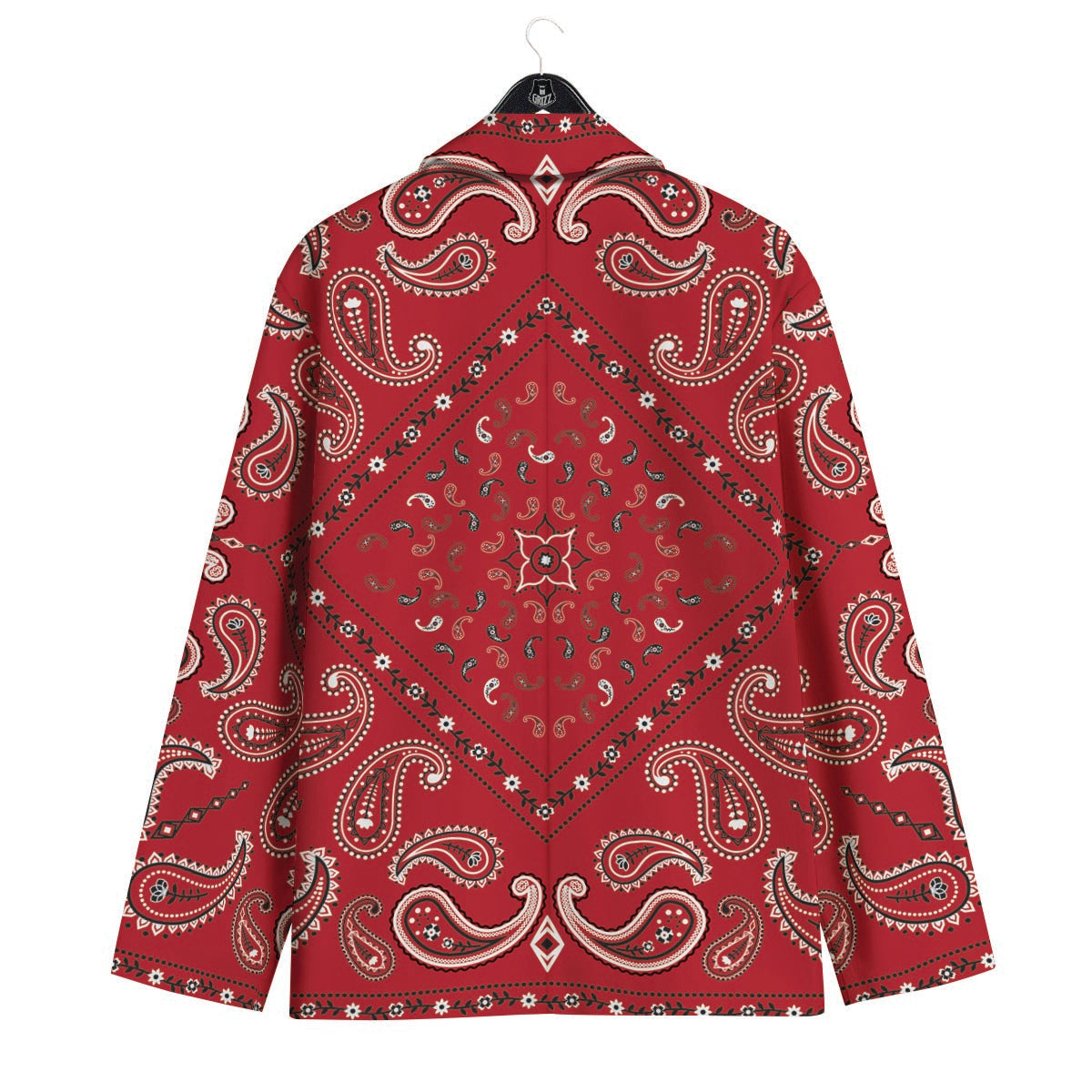 White Bandana And Black Red Print Men's Sport Coat-grizzshop