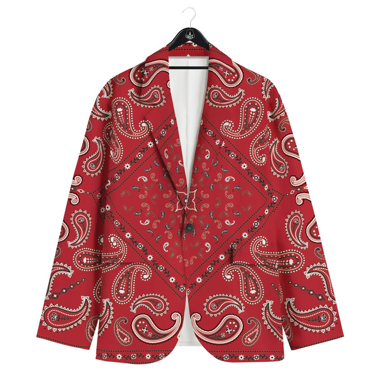 White Bandana And Black Red Print Men's Sport Coat-grizzshop