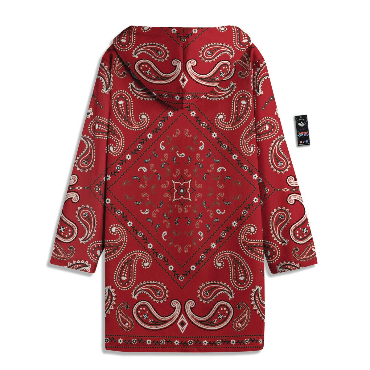 White Bandana And Black Red Print Men's Windbreaker Jacket-grizzshop