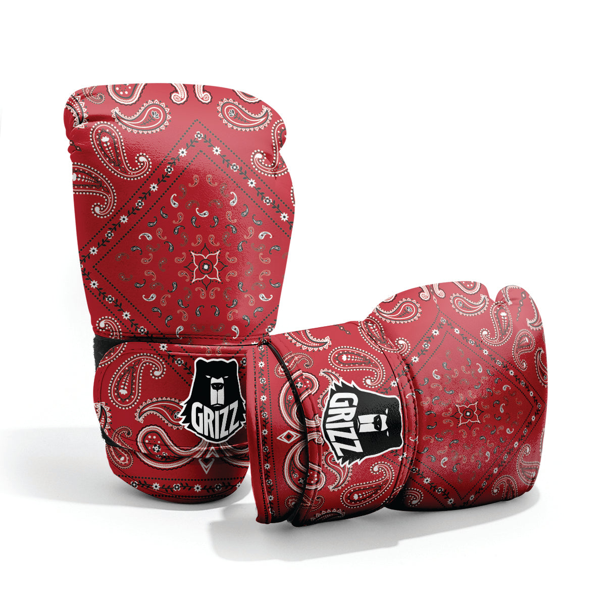 White Bandana And Black Red Print Pro Boxing Glove