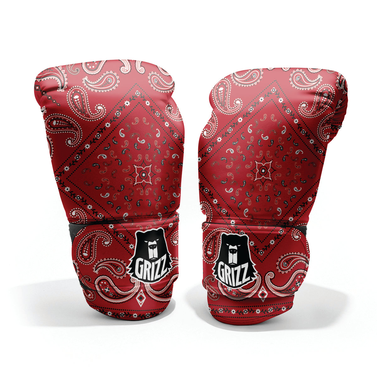 White Bandana And Black Red Print Pro Boxing Glove