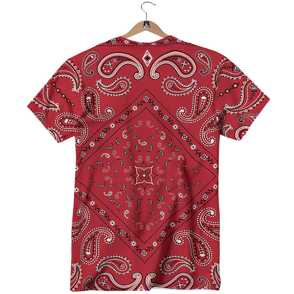 White Bandana And Black Red Print T-Shirt-grizzshop