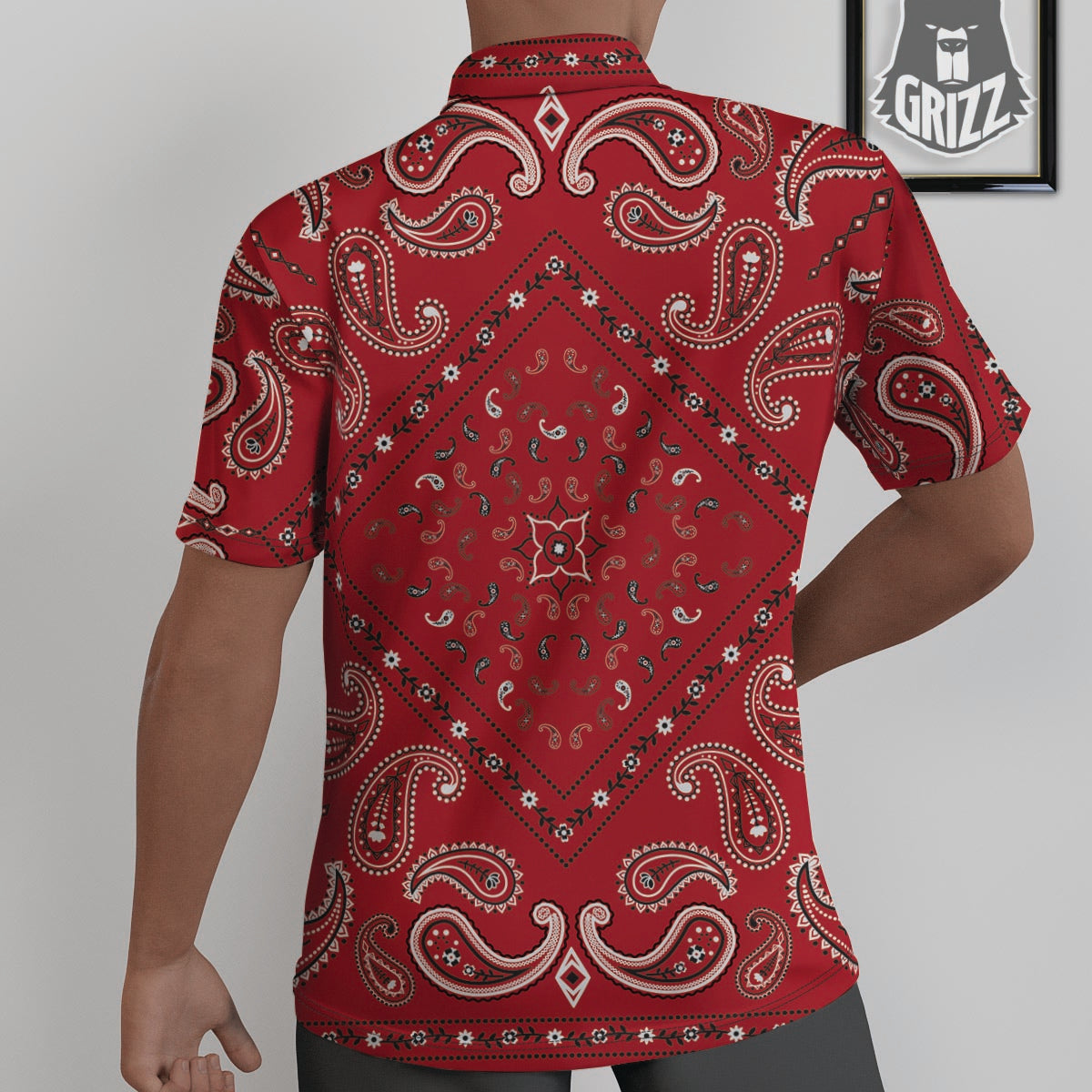 White Bandana And Black Red Print Untucked Shirts-grizzshop