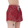 White Bandana And Black Red Print Women's Shorts-grizzshop