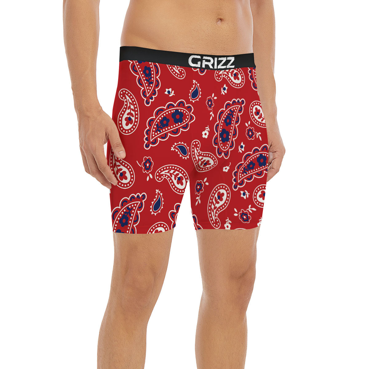 White Bandana And Blue Red Print Boxer Briefs-grizzshop
