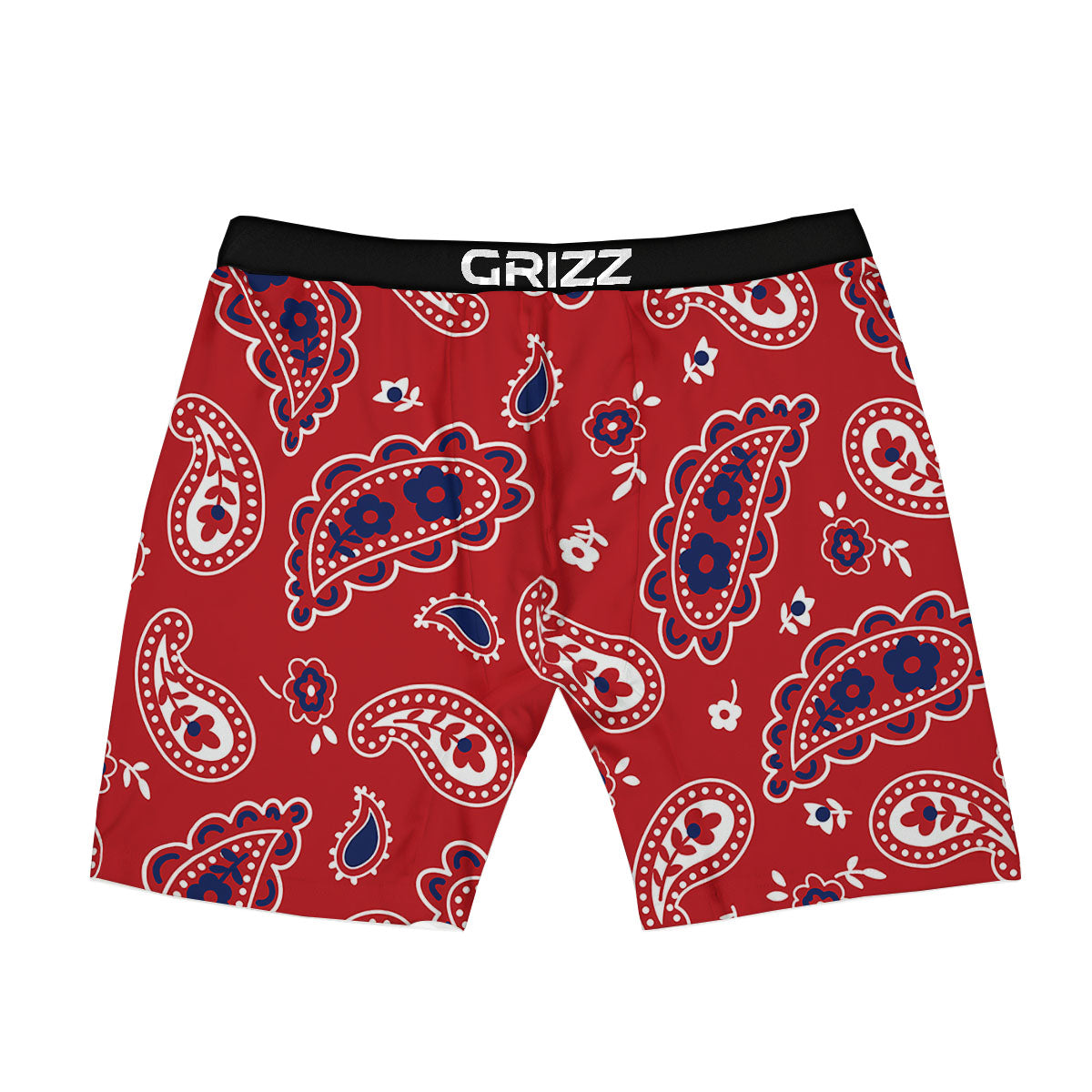 White Bandana And Blue Red Print Boxer Briefs-grizzshop