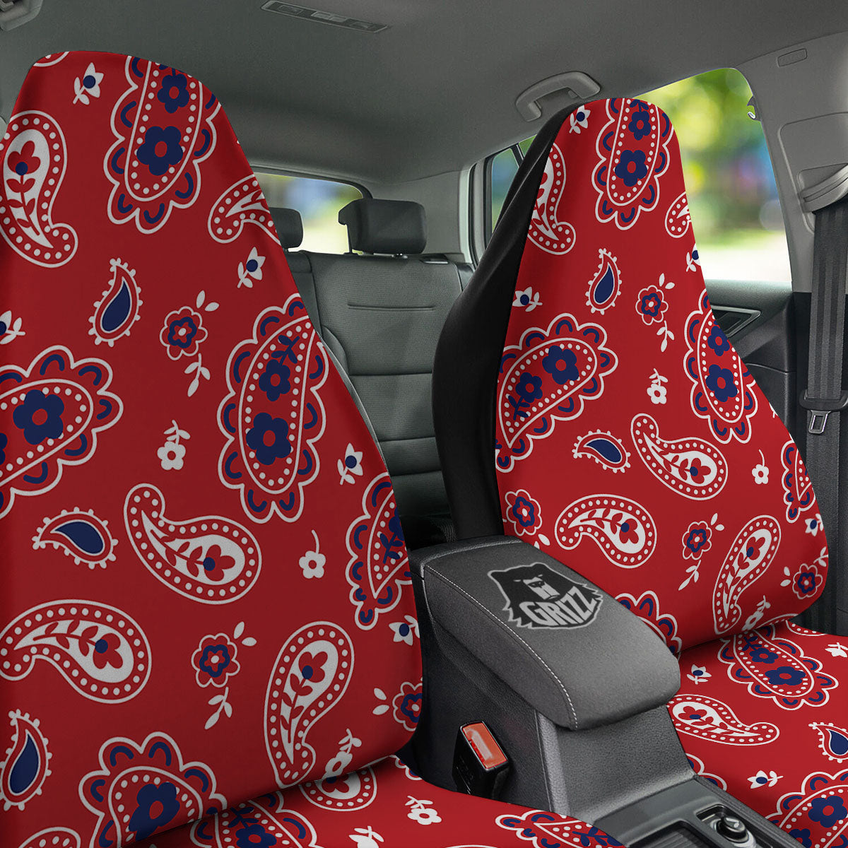 White Bandana And Blue Red Print Car Seat Covers-grizzshop