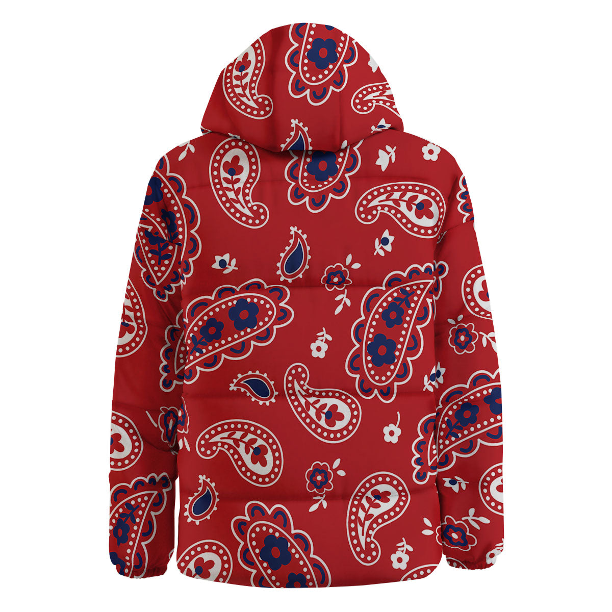 White Bandana And Blue Red Print Down Jacket-grizzshop