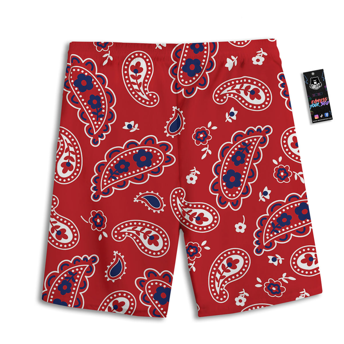 White Bandana And Blue Red Print Men's Athletic Shorts