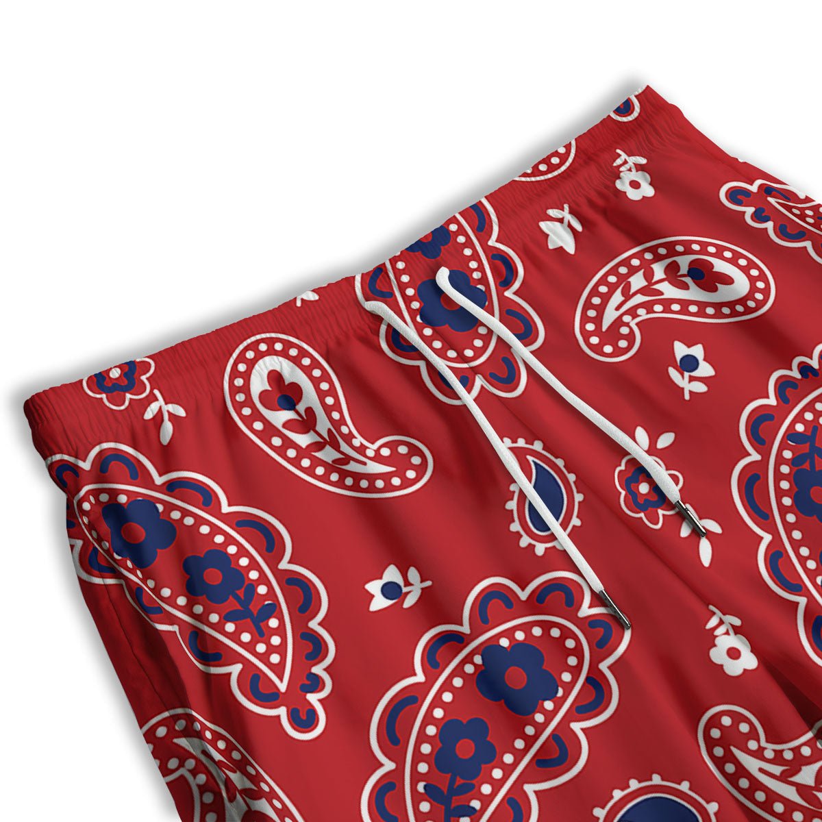 White Bandana And Blue Red Print Men's Athletic Shorts