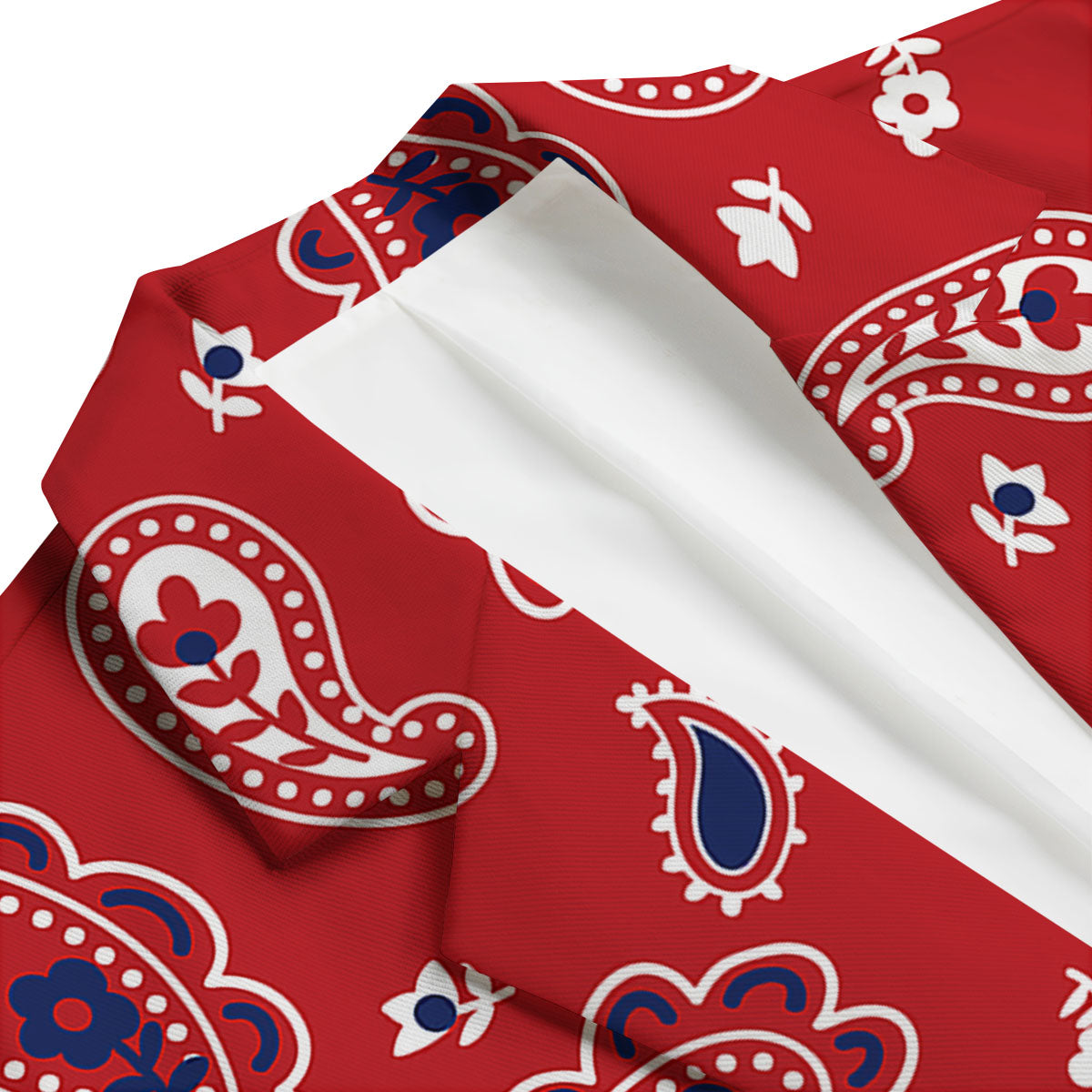 White Bandana And Blue Red Print Men's Blazer-grizzshop