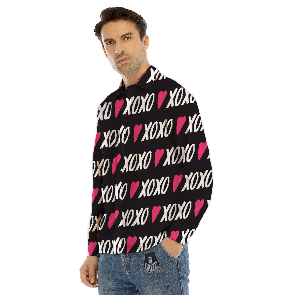 White Bandana And Blue Red Print Men's Dress Shirts-grizzshop