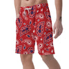 White Bandana And Blue Red Print Men's Shorts-grizzshop