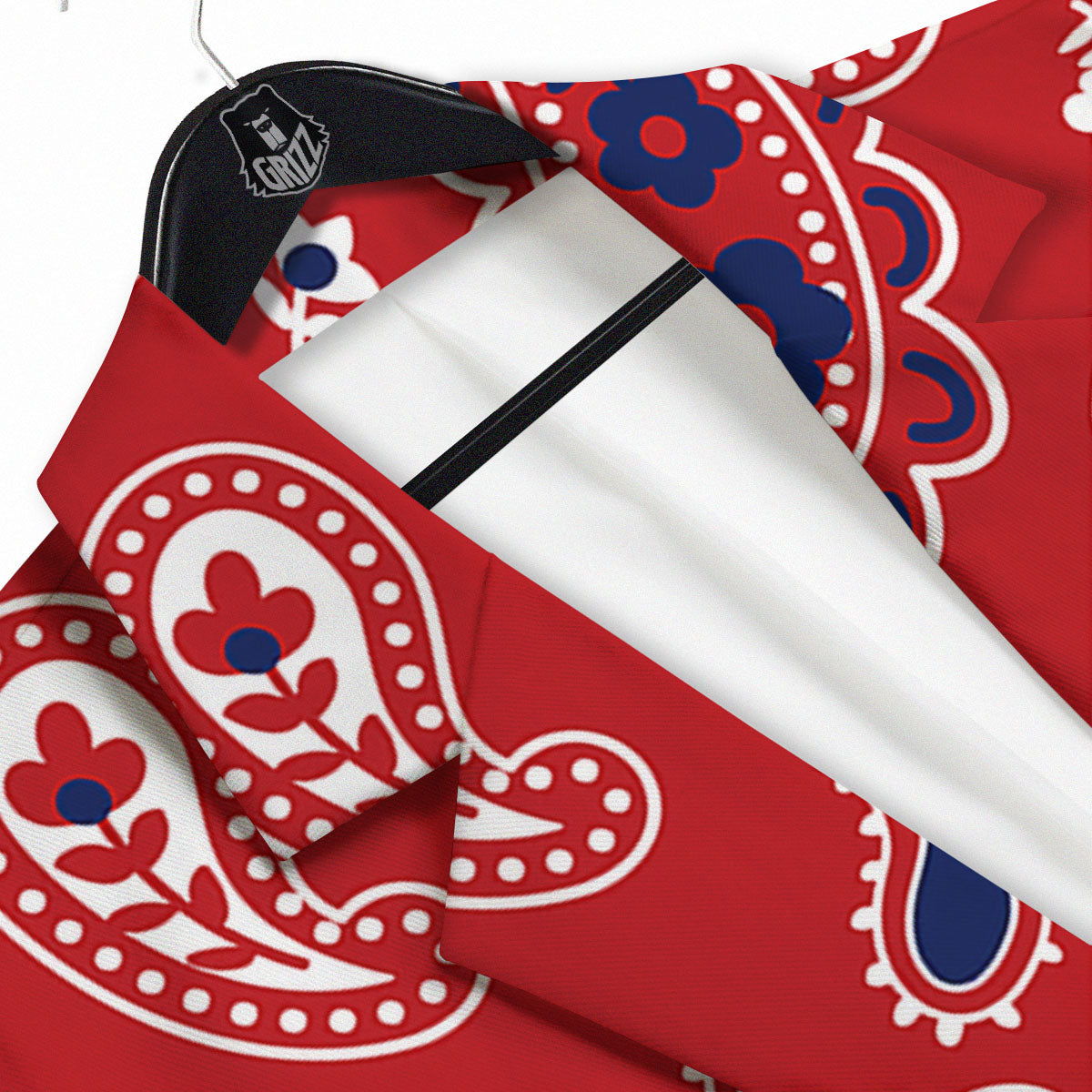 White Bandana And Blue Red Print Men's Sport Coat-grizzshop