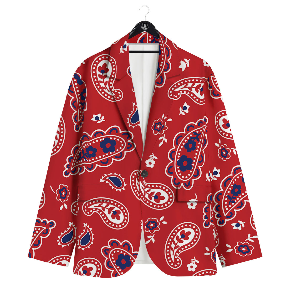 White Bandana And Blue Red Print Men's Sport Coat-grizzshop