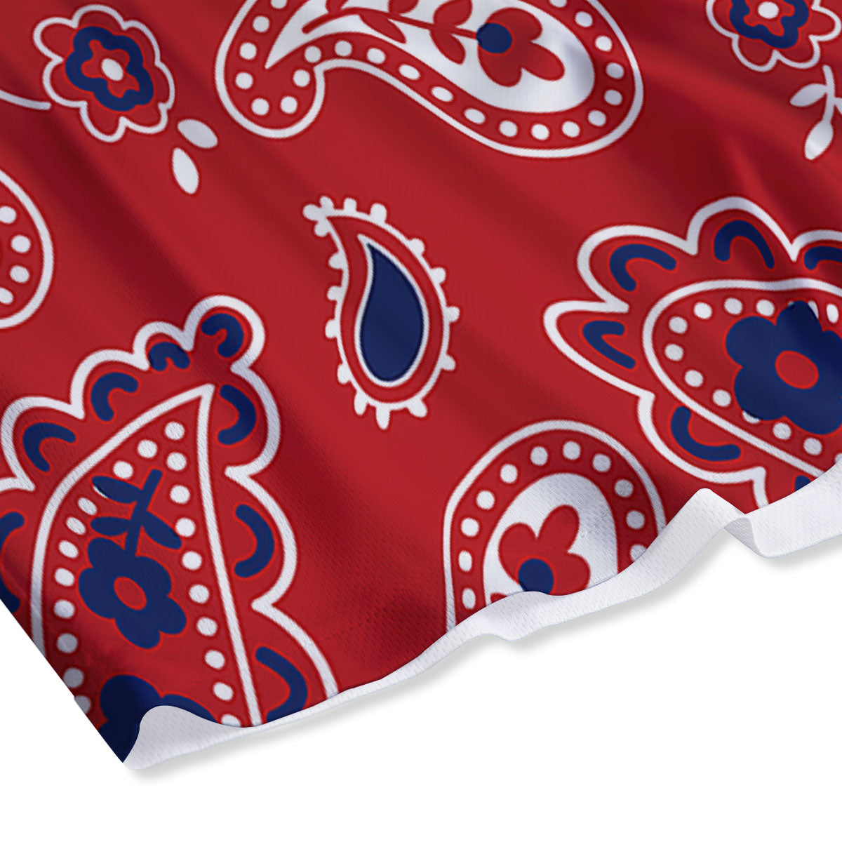 White Bandana And Blue Red Print Mesh Shorts