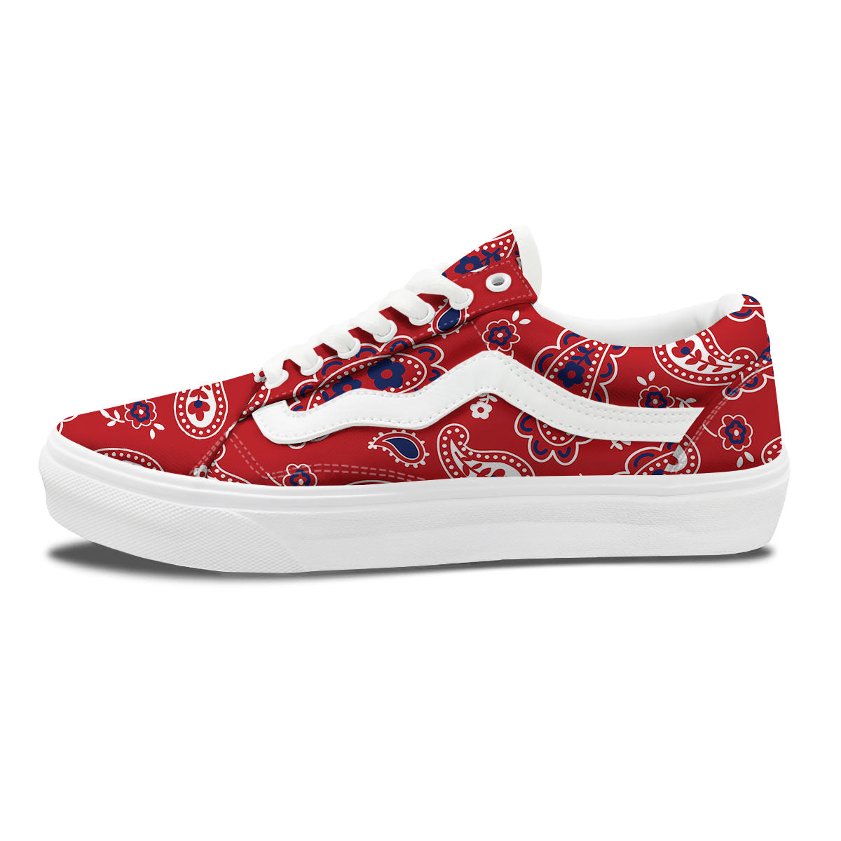 White Bandana And Blue Red Print Skate Shoes-grizzshop