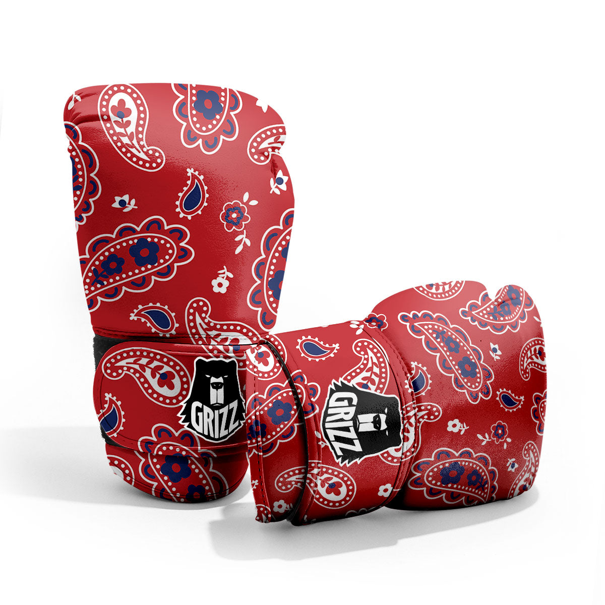 White Bandana And Blue Red Print Pro Boxing Glove