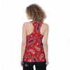 White Bandana And Blue Red Print Women's Racerback Tank Top-grizzshop