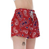 White Bandana And Blue Red Print Women's Shorts-grizzshop