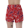 White Bandana And Blue Red Print Women's Shorts-grizzshop