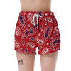 White Bandana And Blue Red Print Women's Shorts-grizzshop