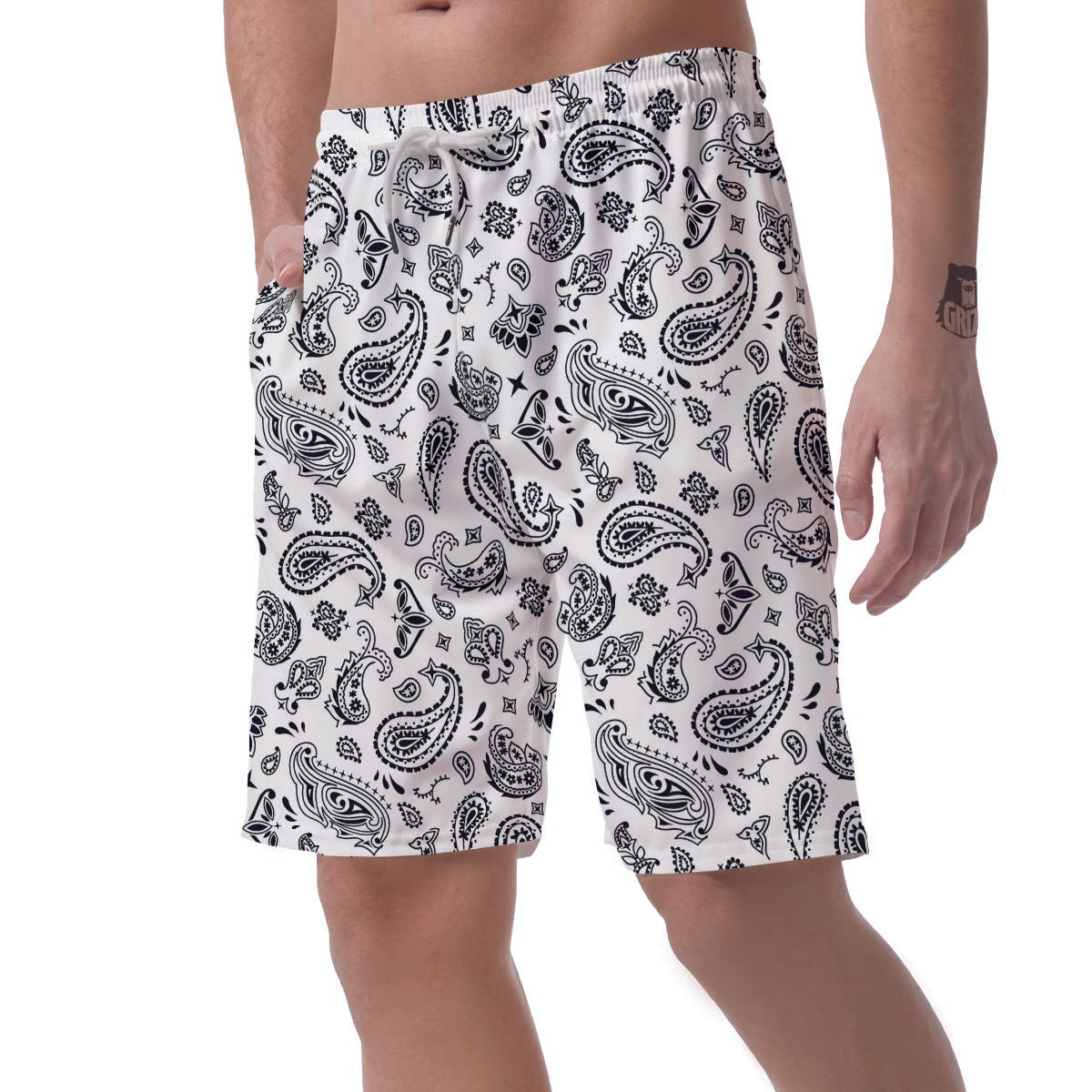 White Bandana Men's Shorts-grizzshop