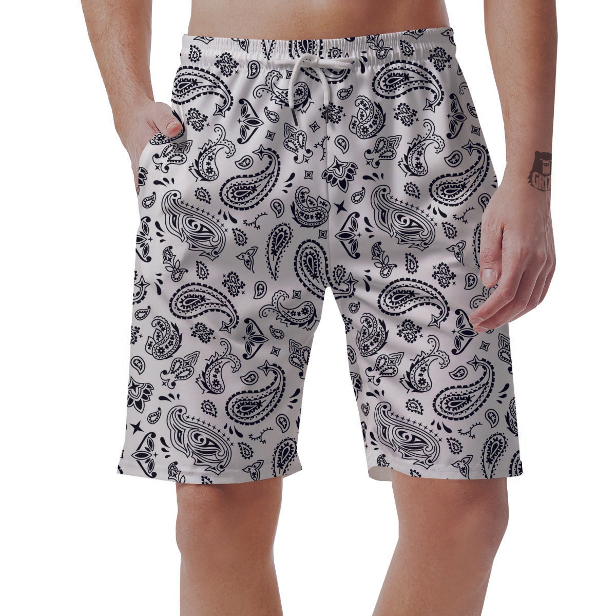 White Bandana Men's Shorts-grizzshop