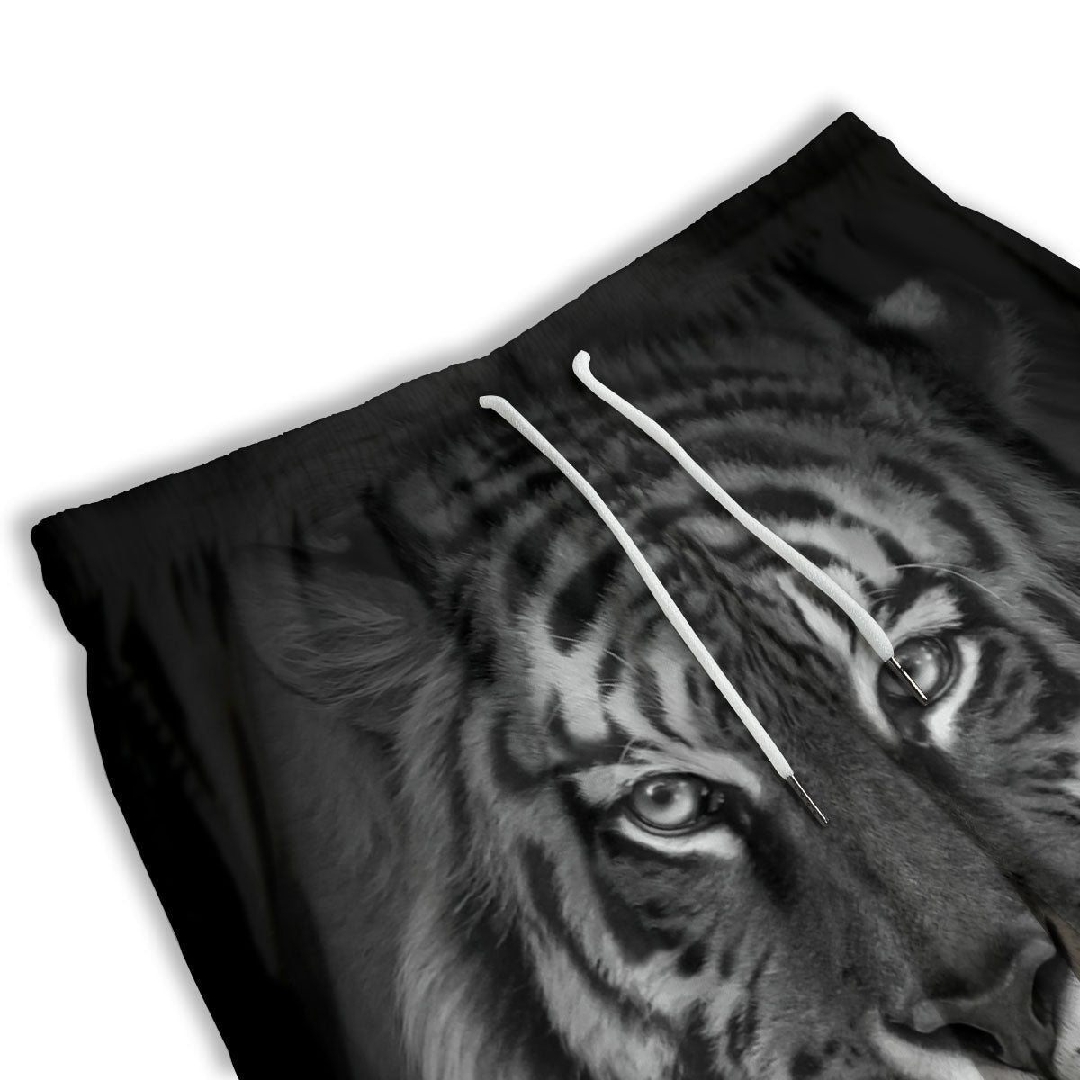White Bengal Tiger Monochrome Print Men's Athletic Shorts