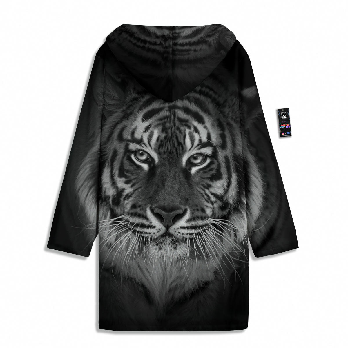 White Bengal Tiger Monochrome Print Men's Windbreaker Jacket-grizzshop