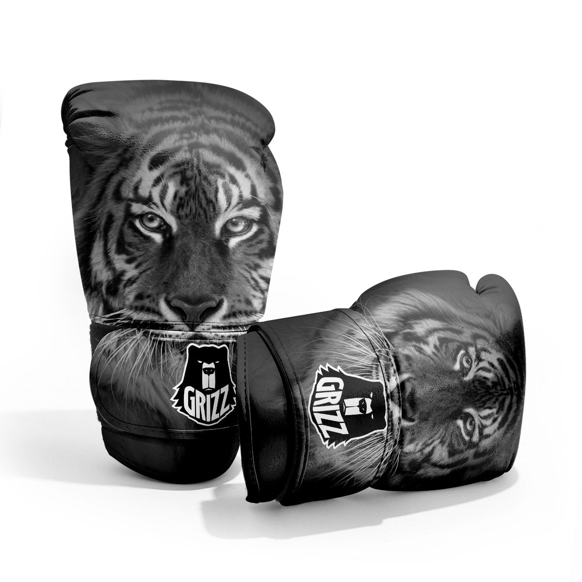 White Bengal Tiger Monochrome Print Pro Boxing Glove