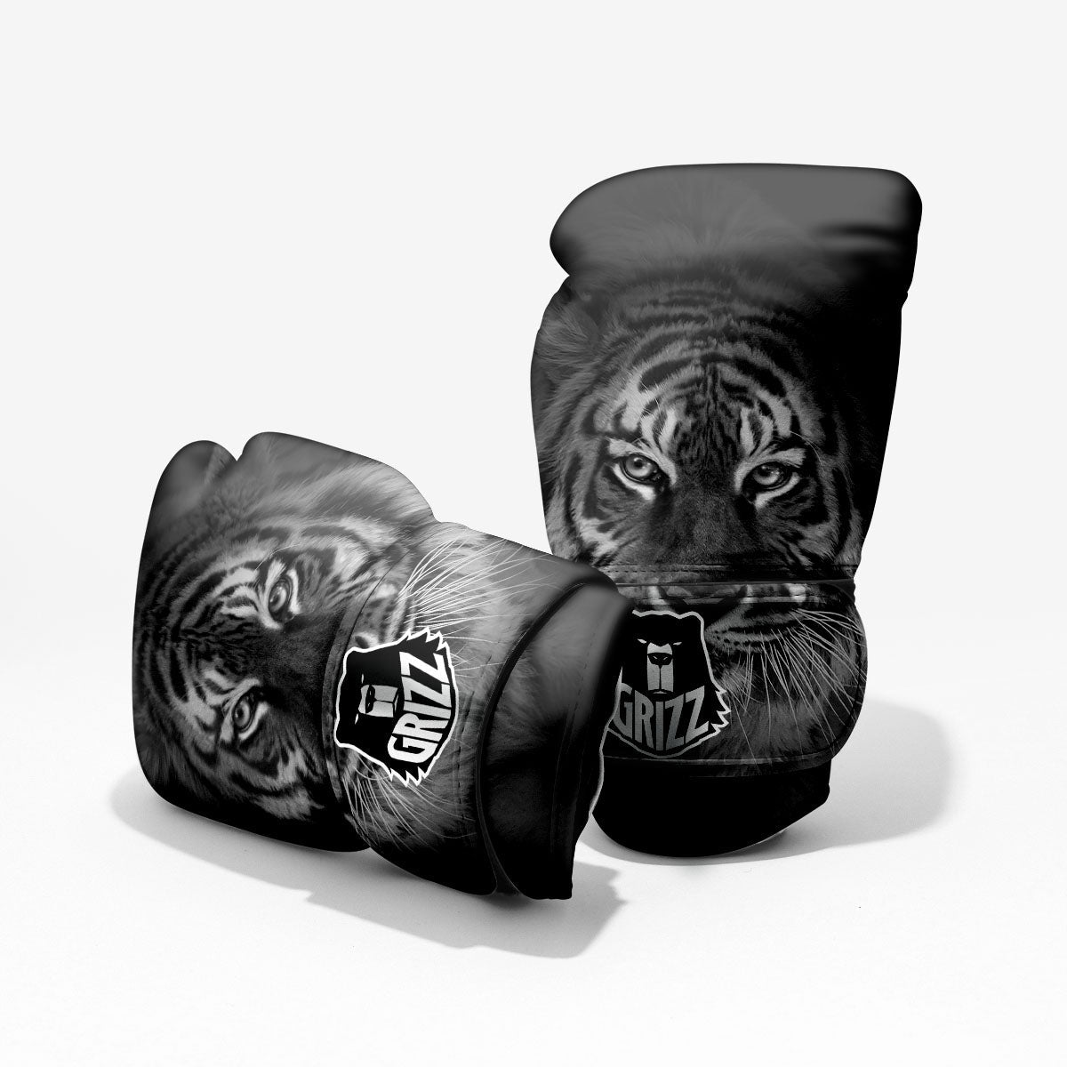 White Bengal Tiger Monochrome Print Pro Boxing Glove