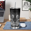 White Bengal Tiger Monochrome Print Tumbler-grizzshop