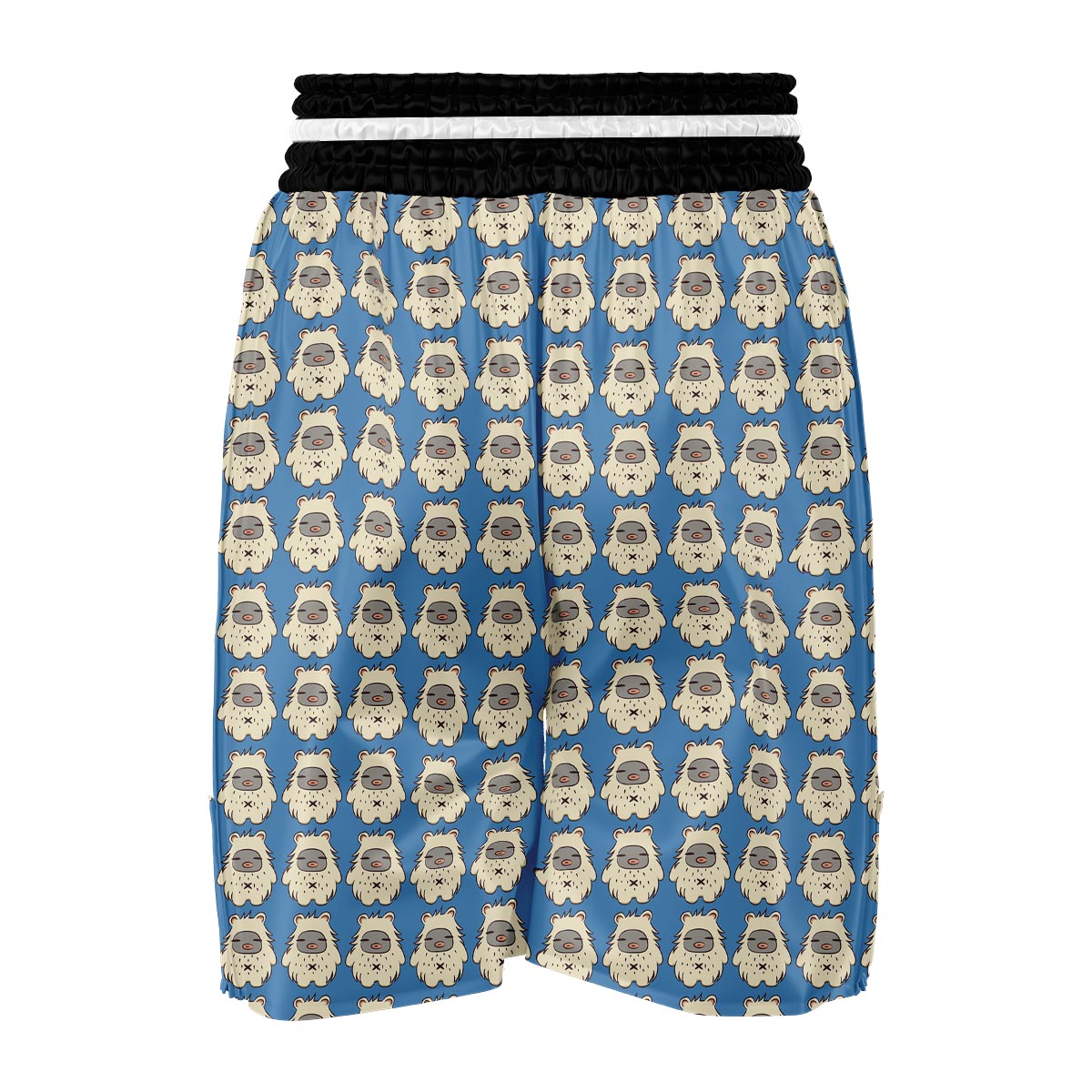 White Bigfoot Pattern Print Boxing Shorts-grizzshop