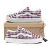 White Blue And Red Argyle Print Pattern Skate Shoes-grizzshop