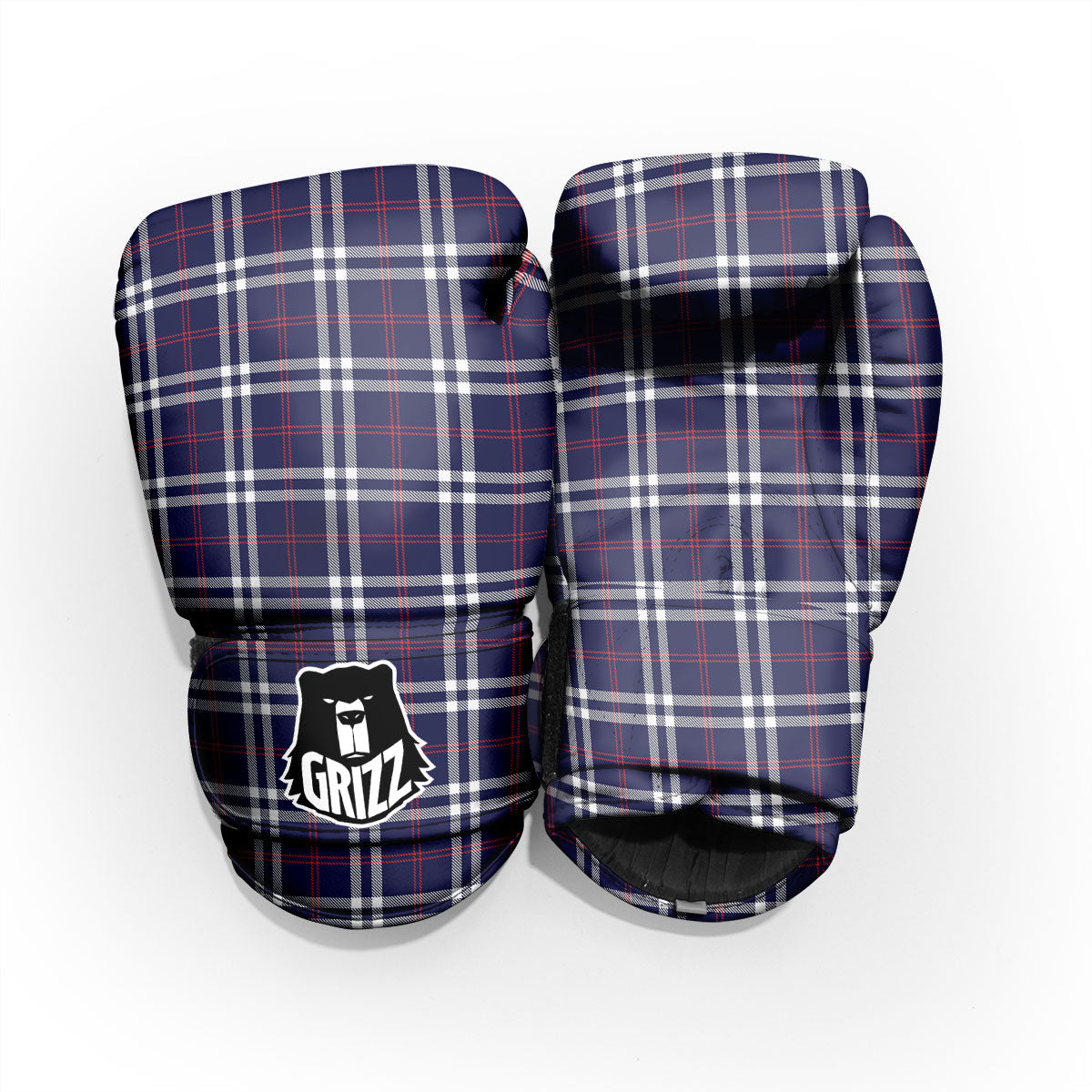 White Blue And Red Tartan Print Pattern Pro Boxing Glove