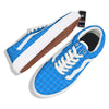 White Blue And Red Tattersall Print Skate Shoes-grizzshop