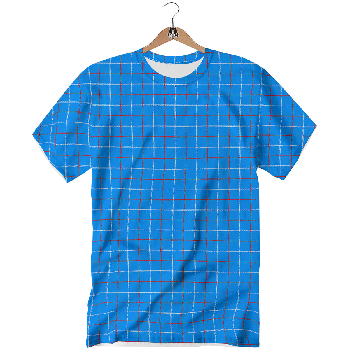 White Blue And Red Tattersall Print T-Shirt-grizzshop