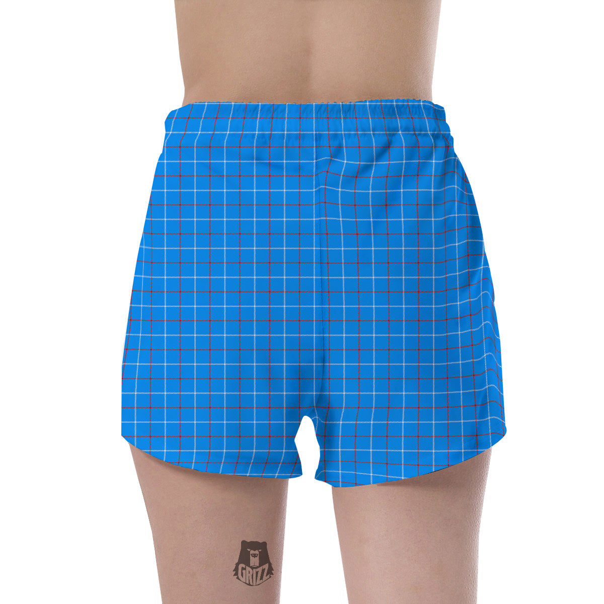 White Blue And Red Tattersall Print Women's Shorts-grizzshop
