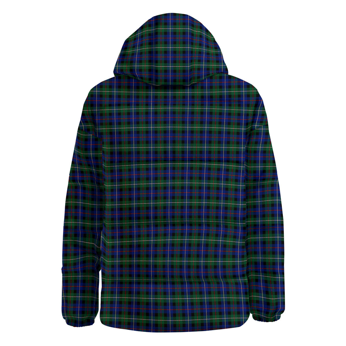 White Buffalo And Green Blue Plaid Print Down Jacket-grizzshop