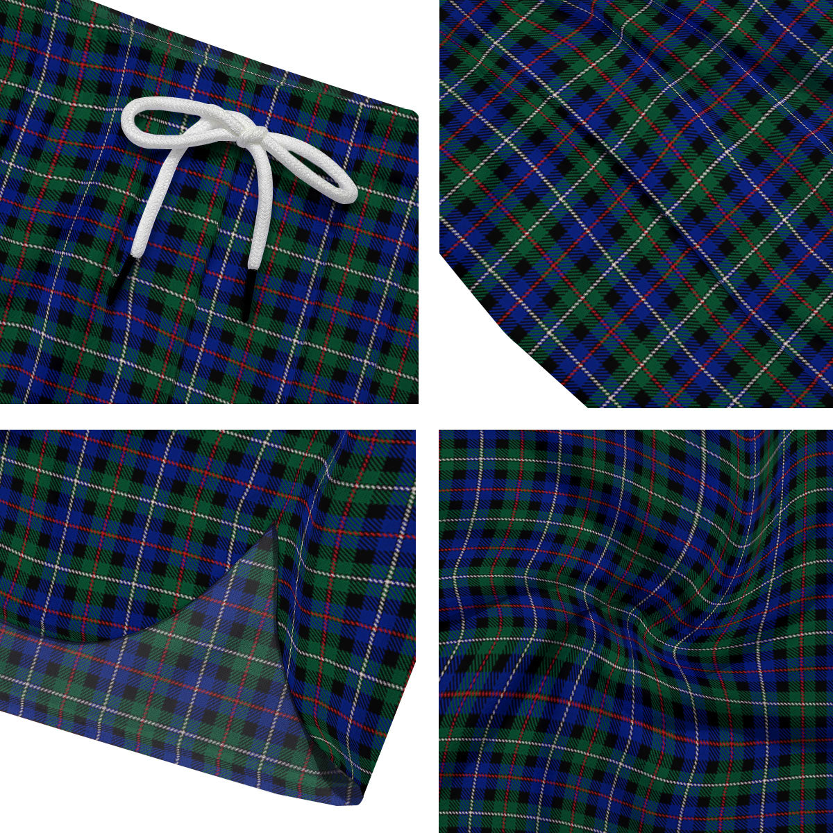 White Buffalo And Green Blue Plaid Print Men's Running Shorts-grizzshop