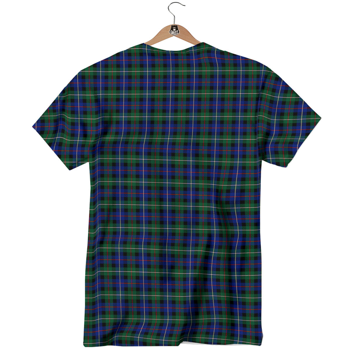 White Buffalo And Green Blue Plaid Print T-Shirt-grizzshop