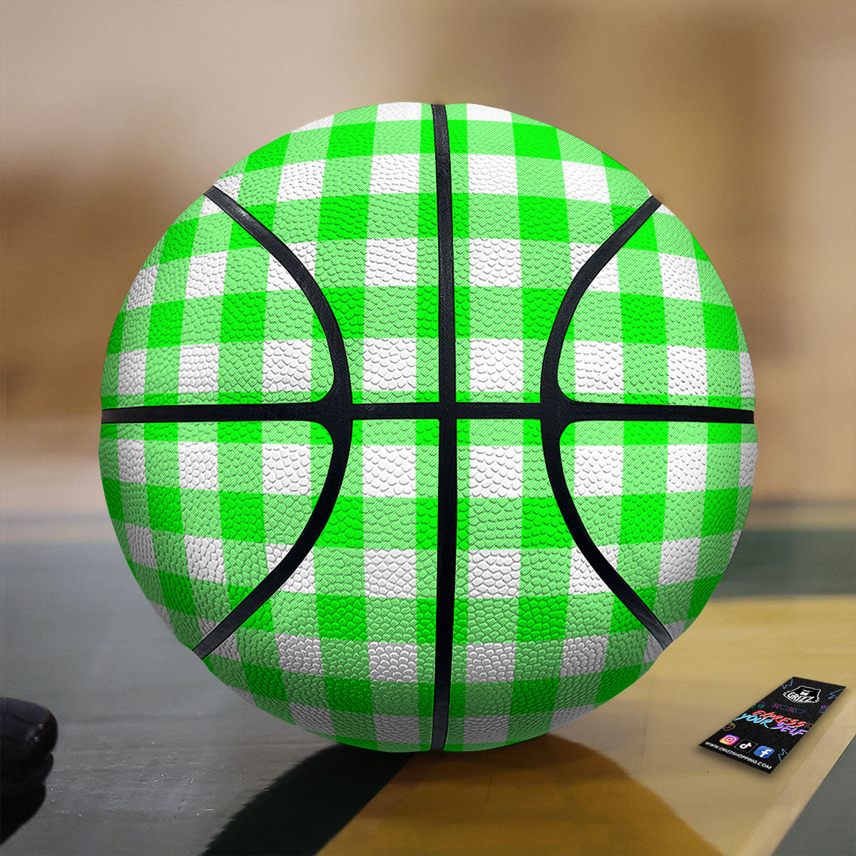 White Buffalo Check And UFO Green Print Pattern Basketball-grizzshop