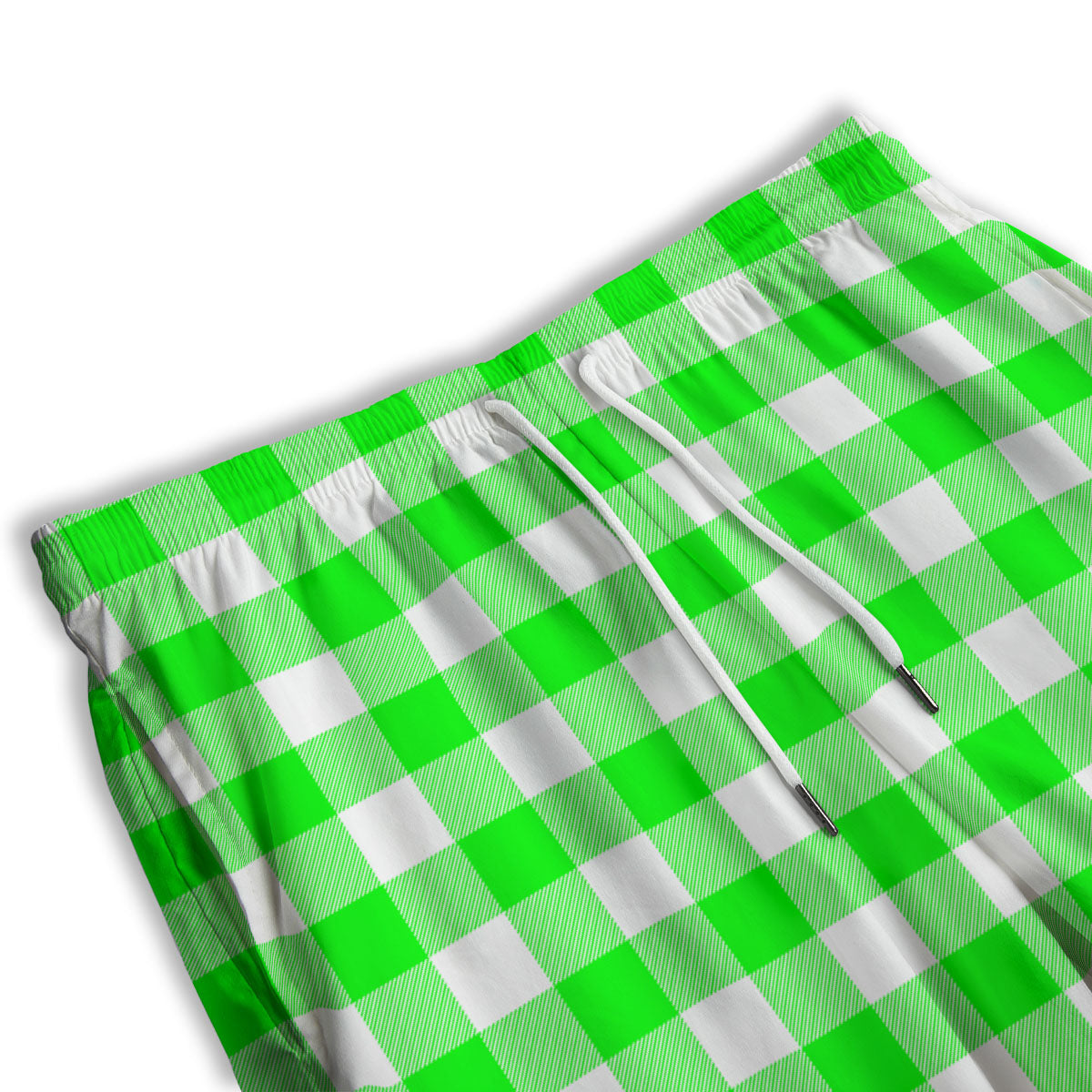 White Buffalo Check And UFO Green Print Pattern Men's Athletic Shorts