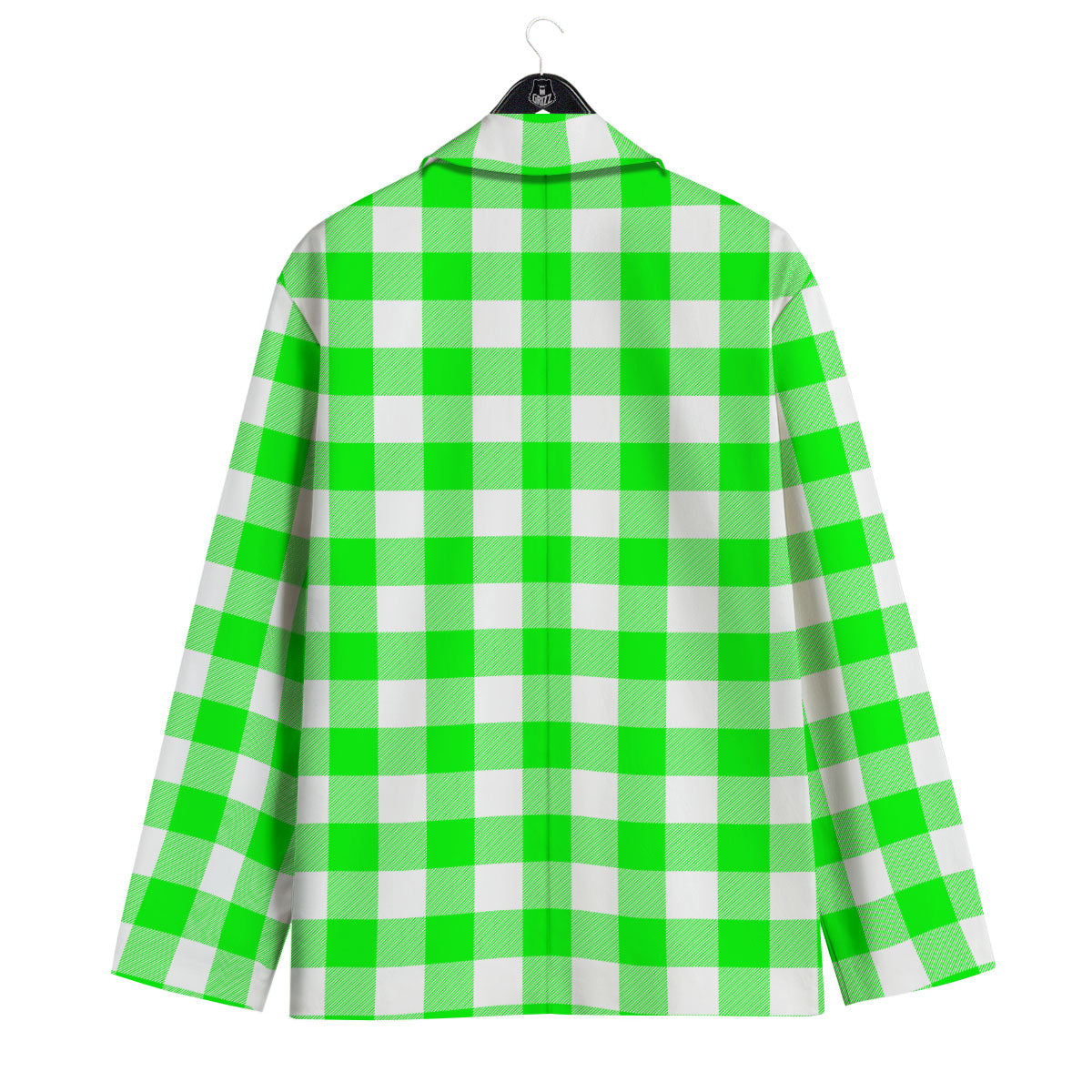 White Buffalo Check And UFO Green Print Pattern Men's Sport Coat-grizzshop
