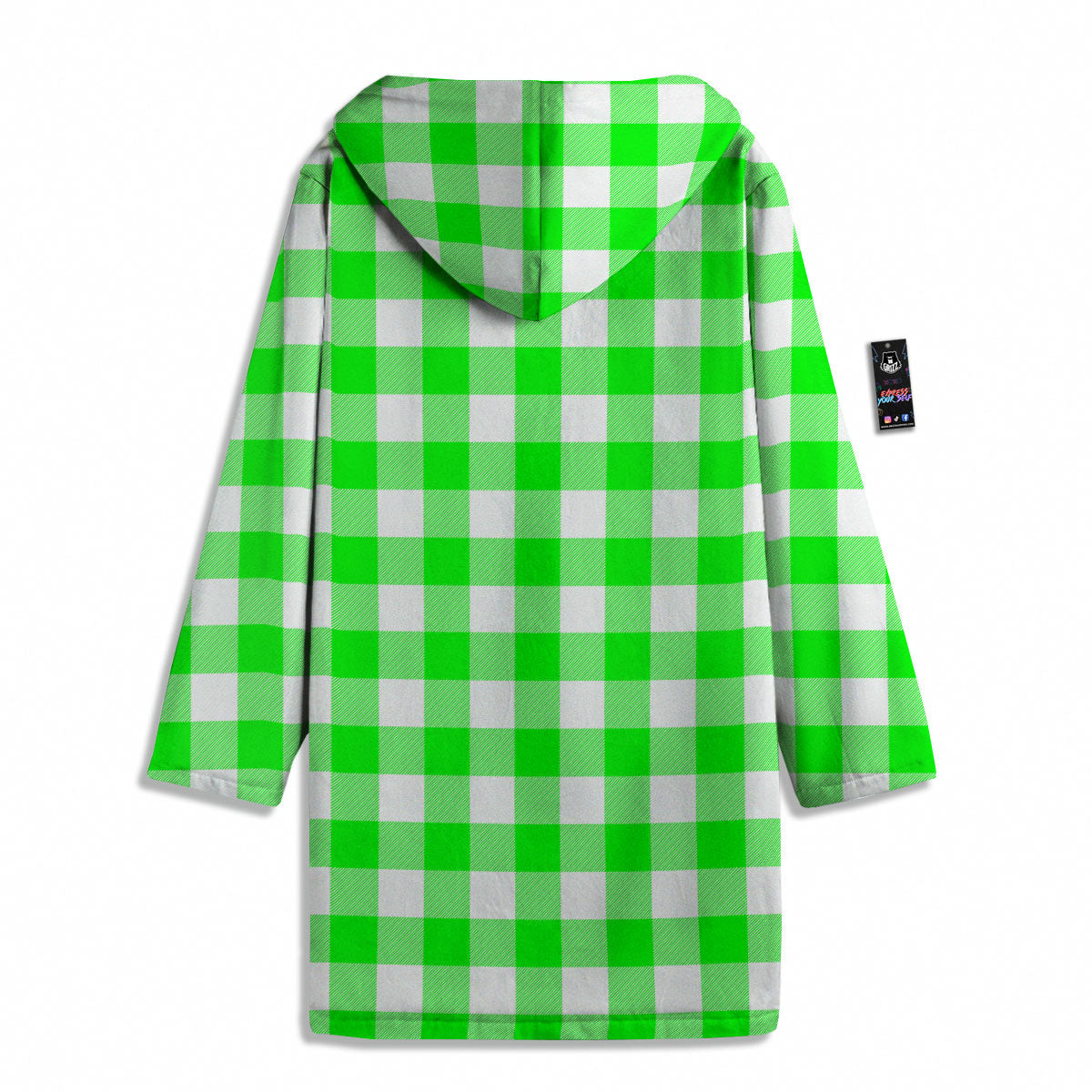 White Buffalo Check And UFO Green Print Pattern Men's Windbreaker Jacket-grizzshop