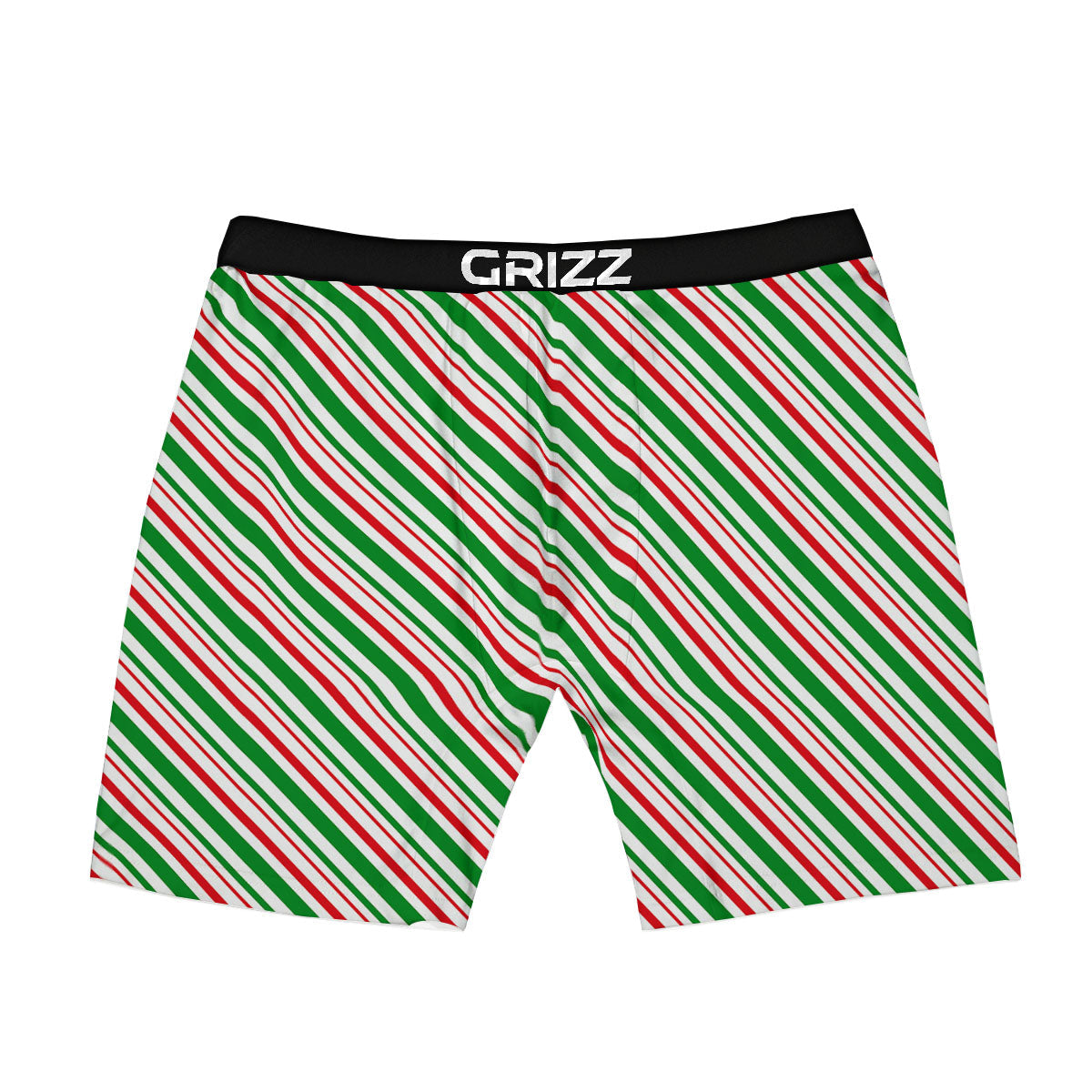 White Candy Cane And Red Green Print Boxer Briefs-grizzshop