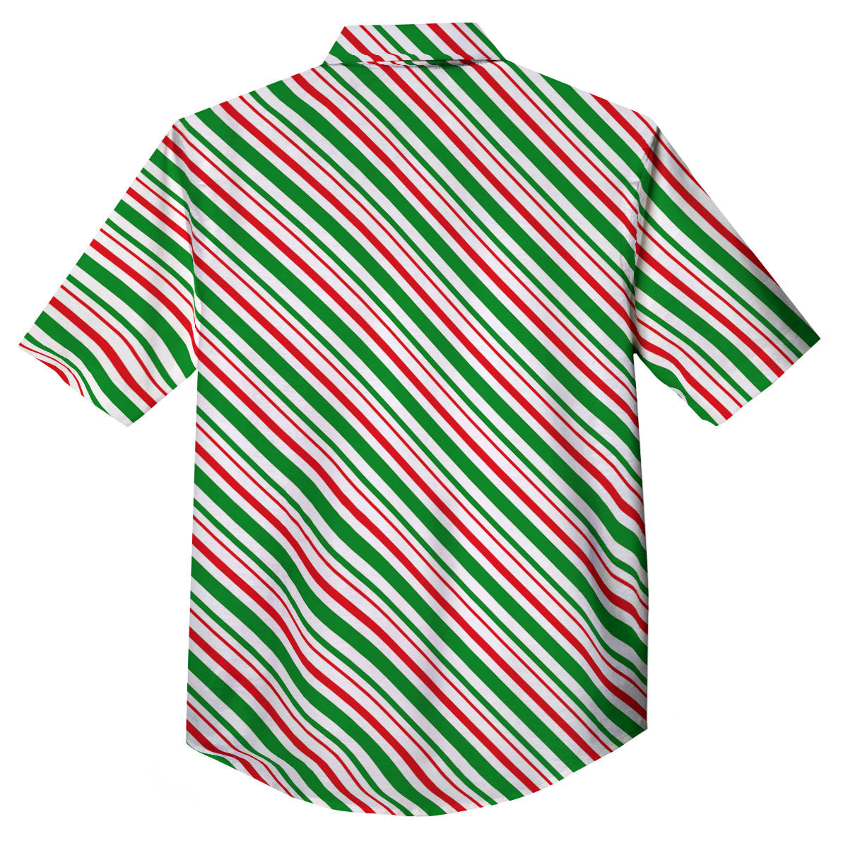 White Candy Cane And Red Green Print Button Up Shirt-grizzshop