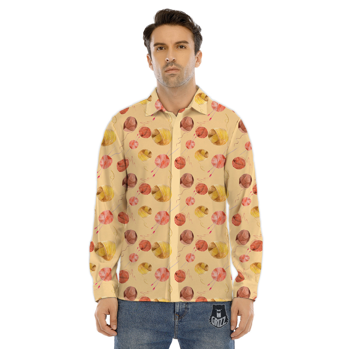White Candy Cane And Red Green Print Men's Dress Shirts-grizzshop